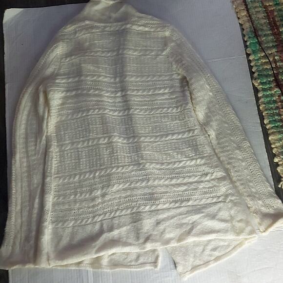 Sonoma Life + Style Cream Cardigan Open Front Sweater S Boho Cottagecore Winter - Picture 8 of 11